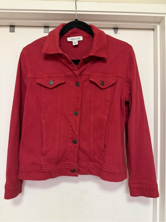 Coldwater Creek Jackets & Blazers - Coldwater Creek Knit Denim Jacket - Dover red - size M Petite